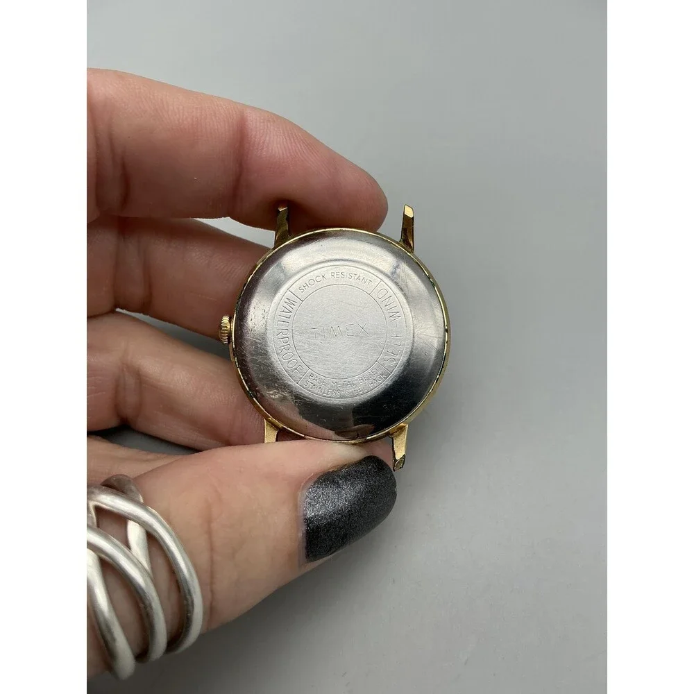 Vintage Timex Self-Wind Mens Watch 34mm Silver Gold Tone For Parts Not Running